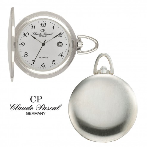 Taschenuhr Savonette, Silber 925/-,matt gebürstet, Ronda quartz
