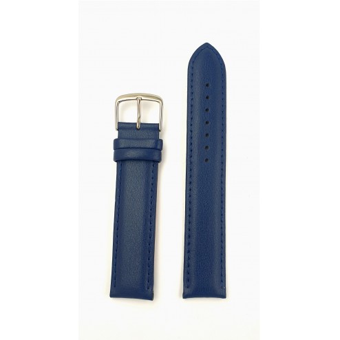 Lederband glatt, blau, gefüttert, genäht 18 mm