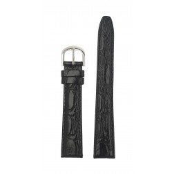 Lederband schwarz, Krokprägung, genäht 16 mm