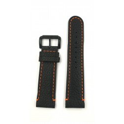 Lederband schwarz, orange Naht, 24mm